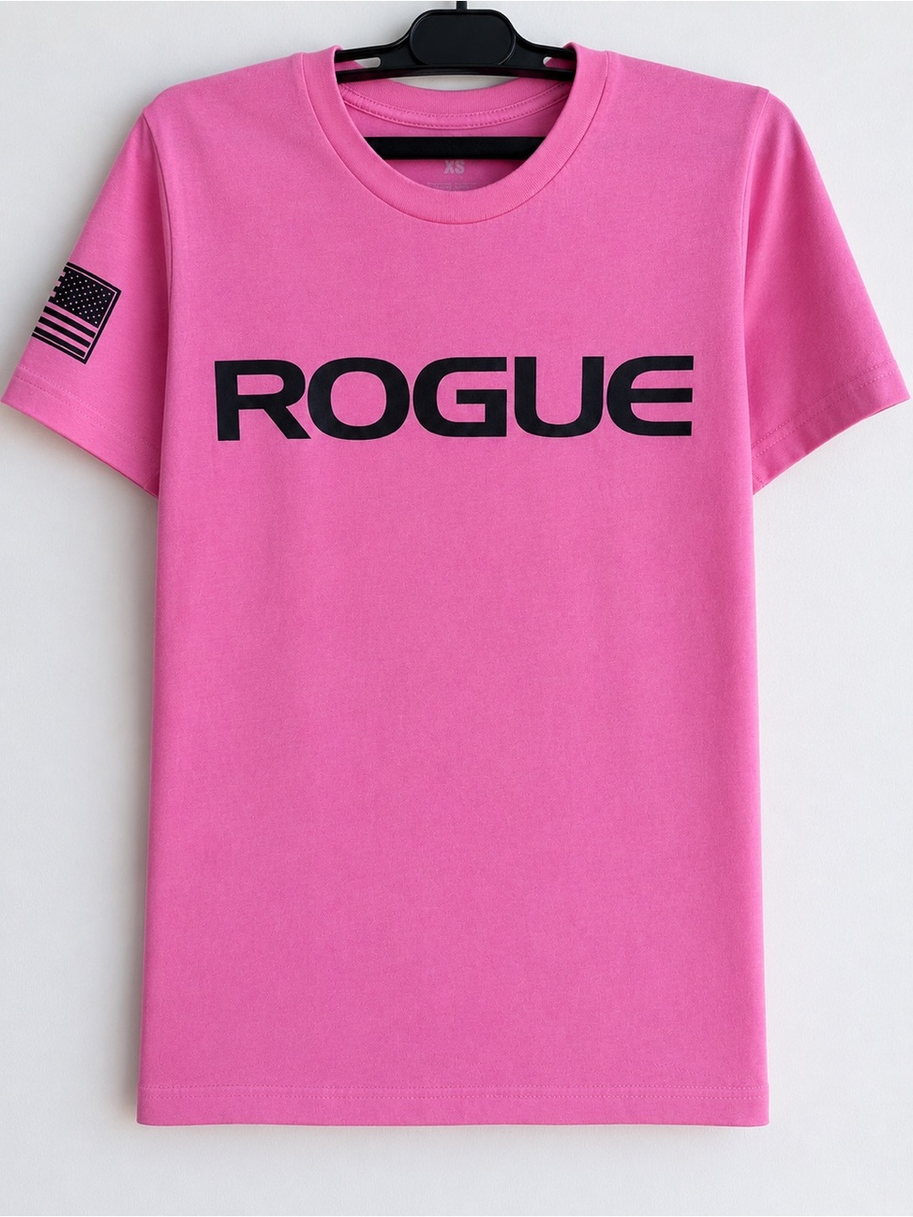 Rogue Fitness Pink T-Shirt XS Women’s American Flag CrossFit Gym Athletic Tee